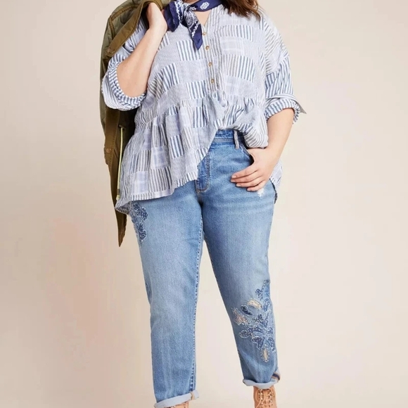Anthropology Pilcro and the Letterpress Light Blue Distressed Boyfriend Jeans - Picture 9 of 9
